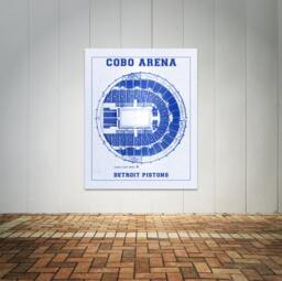 Vintage Cobo Arena Seating Chart Print Detroit Pistons Blueprint - thumbnail 1