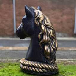 Stone Horse Head Statue Cement Ornament Garden Concrete Animal Sculpture Outdoor Stable Decor Handmade Figurine Lover Gift - thumbnail 4