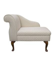Handmade Trellis Beige Chaise Longue Compact Queen Anne Style - thumbnail 1