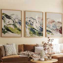 Mountain Landscape Poster Set Of 3 Abstract Brushstroke Style Wall Art - thumbnail 2