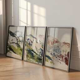 Mountain Landscape Poster Set Of 3 Abstract Brushstroke Style Wall Art - thumbnail 3