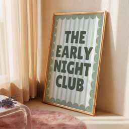 Green Bedroom Print - Early Night Above Bed Poster Funny Bedroom Decor - thumbnail 1