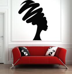 African Woman Wall Decal Beauty Salon Decor, Removable Vinyl Sticker Hs148 - thumbnail 1