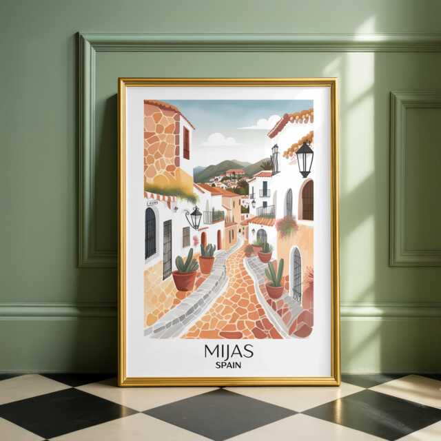 Mijas Spain Art Print Colourful Travel Poster - image 1