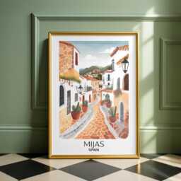 Mijas Spain Art Print Colourful Travel Poster - thumbnail 1