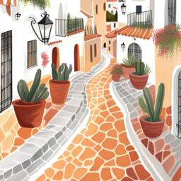 Mijas Spain Art Print Colourful Travel Poster - thumbnail 2