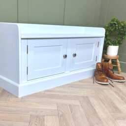 Hall Storage Bench Seat, Painted Any Colour, Wood 2 Door Shoe Cabinet 1220mm Wide - thumbnail 2