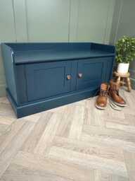 Hall Storage Bench Seat, Painted Any Colour, Wood 2 Door Shoe Cabinet 1220mm Wide