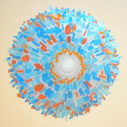 Sea Glass Chandelier Aqua, Turquoise, Tangerine Coastal Ceiling Light - thumbnail 3