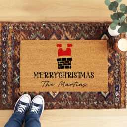 Merry Christmas & Personalized Last Name Doormat - Custom Festive Welcome Mat For Front Door Housewarming & Seasonal Home Entryway Gift - thumbnail 2