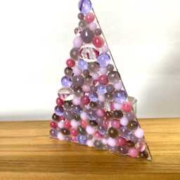 Fused Glass Christmas Tree Tealight Holder - Handmade Ornament - thumbnail 3