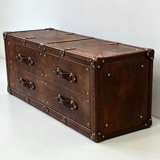 Handmade Leather Trunk - Custom Made Table - Drawer Coffee Bespoke Furniture - image 1