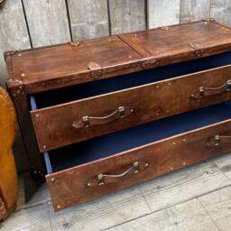 Handmade Leather Trunk - Custom Made Table - Drawer Coffee Bespoke Furniture - thumbnail 4