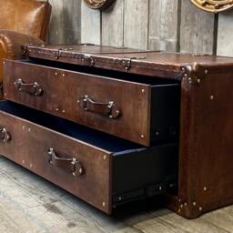 Handmade Leather Trunk - Custom Made Table - Drawer Coffee Bespoke Furniture - thumbnail 2