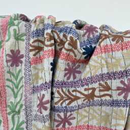Vintage Suzani Kantha Quilt Unique Handmade Cotton Embroidered Reversible Bohemian Bedding Blanket - thumbnail 2