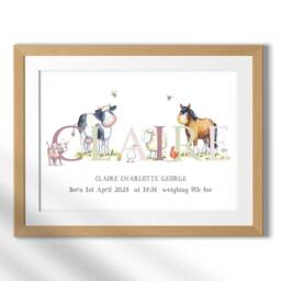 Personalised Farm Animal Name Print, Watercolour Nursery Decor - thumbnail 2
