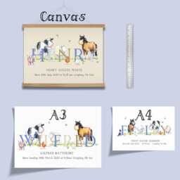 Personalised Farm Animal Name Print, Watercolour Nursery Decor - thumbnail 3