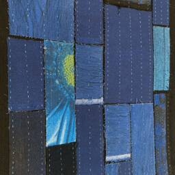 Cobalt Blue Denim Tapestry Table Runner Wall Hanging Art - thumbnail 2