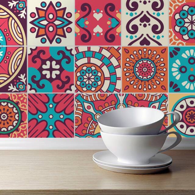 Sayil Tile Stickers, Maya Tile, Talavera, Suitable For Wall & Floor, Waterproof, All Sizes, Spring Collection 2018, Pack 24, Skummtsp - image 1