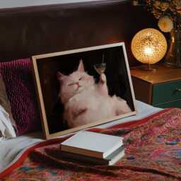 Funny Cat Cocktail Print Whimsical Bar Cart Wall Art - thumbnail 3
