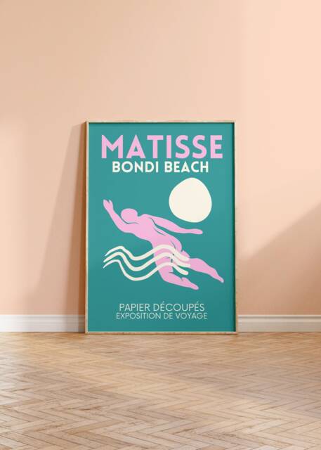 Bondi Beach Travel Print Matisse Style Abstract Gallery Wall Art - image 1