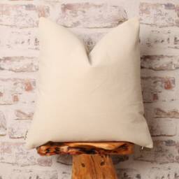Ecru Cream & Navy Blue Corduroy Cushion Cover, Mid-Century, Boho - thumbnail 2