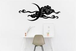 Moon in The Clouds Sticker Vinyl Wall Art, Decal, Sticker, Transfer, Mural, , Decor, Rent Friendly, Interior, Exterior, Full 0921 - thumbnail 1