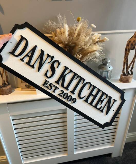 70cm Long - Street Sign 3D Look - {Name's} Kitchen Personalised Wall Mount Home Decor Gift Birthday Wedding Christmas 3 Sizes - image 1