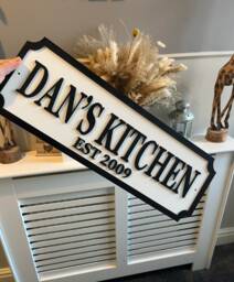 70cm Long - Street Sign 3D Look - {Name's} Kitchen Personalised Wall Mount Home Decor Gift Birthday Wedding Christmas 3 Sizes - thumbnail 1