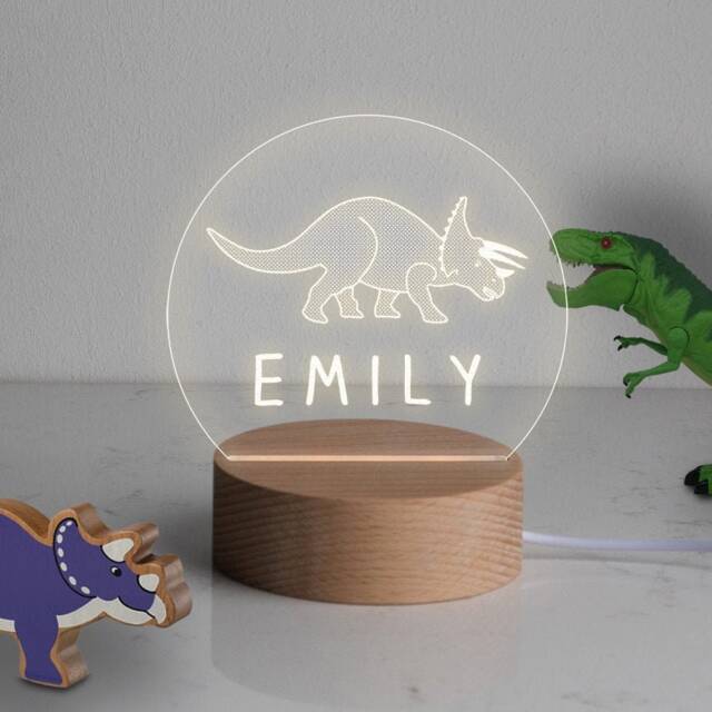 Dinosaur Night Lights For Children/Triceratops Lamp Personalised Gifts Boys & Girls Bedroom - image 1