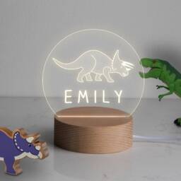 Dinosaur Night Lights For Children/Triceratops Lamp Personalised Gifts Boys & Girls Bedroom - thumbnail 1