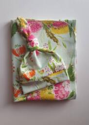 Swaddle Blanket & Newborn Hat Set. Girl Coming Home Floral Baby Shower Gift. Photo Prop - thumbnail 1