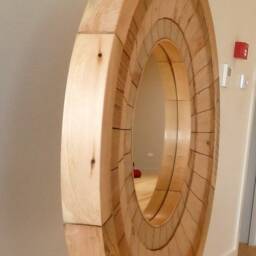 Hand Made Chunky Circular Round Solid Pine Porthole Wall Hanging Mirror 85 cm Diameter Waxed - thumbnail 3