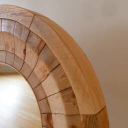 Hand Made Chunky Circular Round Solid Pine Porthole Wall Hanging Mirror 85 cm Diameter Waxed - thumbnail 4