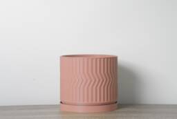 "Sedona Planter With Drainage & Saucer in Country Pink, Unique 3D-Printed Plant Pot, Small To Large Sizes 4"" 5"" 6"" 7"" 8" - thumbnail 1