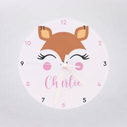 Personalised Deer Kids Clock - Children's Nursery/Bedroom Playroom Toddler Gifts Glass Wall Birthday For Girls Her - thumbnail 3