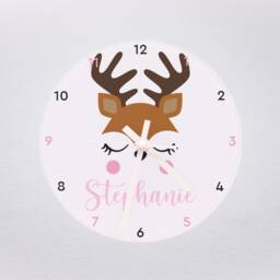 Personalised Deer Kids Clock - Children's Nursery/Bedroom Playroom Toddler Gifts Glass Wall Birthday For Girls Her - thumbnail 2