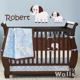 Elephants Wall Decal, Custom Name Mother & Baby Elephant, Personalized Vinyl Decal Sign For Kids Nursery Wall Art Room Decor - thumbnail 3