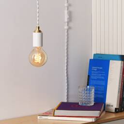 White & Gold Plug-In Pendant - Industrial Modern Minimalist Hanging Swag Lamp Portable Lighting For Apartment, Growing Plants - Step Up - thumbnail 3