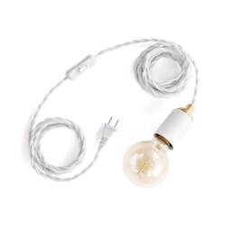 White & Gold Plug-In Pendant - Industrial Modern Minimalist Hanging Swag Lamp Portable Lighting For Apartment, Growing Plants - Step Up - thumbnail 2