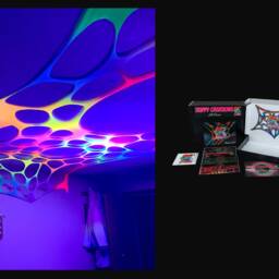 2 Piece Bundle Pack, Uv Event Decor, Psy Trippy Wall Hanging, Blacklight Tapestry, Backdrop, Neon Canopy, Dj Gifts, Decor - thumbnail 4