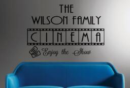 Family Cinema-Vinyl Wall Decal Personalized Quotes Movie Room Decor - thumbnail 1