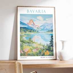 Bavaria Germany Art Print - Alpine Travel Poster, European Wall Art, Scenic Mountain Landscape, Bavarian - thumbnail 2