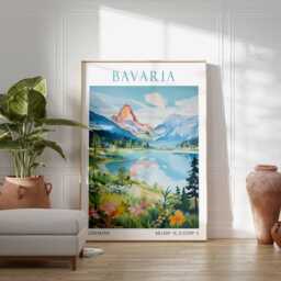 Bavaria Germany Art Print - Alpine Travel Poster, European Wall Art, Scenic Mountain Landscape, Bavarian - thumbnail 3