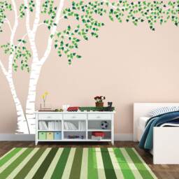 Birch Tree Nursery Wall Decal Forest Canopy Blowing Leaves Vinyl Sticker Removable Choose From Over 50 Colors Custom 1376 - thumbnail 2