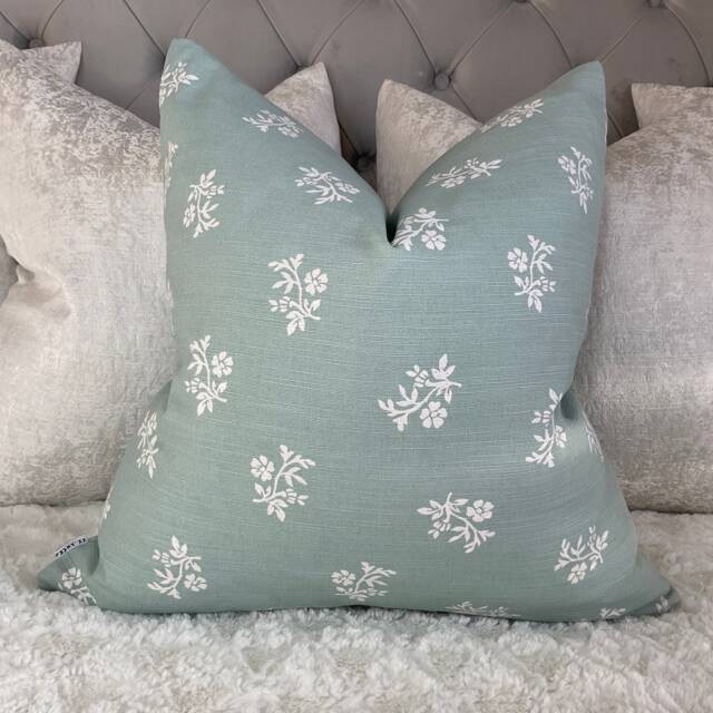 John Lewis & Partners Fabric Mireille Floral Duck Egg Cushion Cover, Pillow Cover , Throw Made in Uk/Worldwide Shipping - image 1