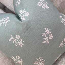 John Lewis & Partners Fabric Mireille Floral Duck Egg Cushion Cover, Pillow Cover , Throw Made in Uk/Worldwide Shipping - thumbnail 3