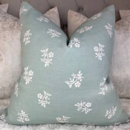 John Lewis & Partners Fabric Mireille Floral Duck Egg Cushion Cover, Pillow Cover , Throw Made in Uk/Worldwide Shipping - thumbnail 4
