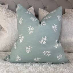 John Lewis & Partners Fabric Mireille Floral Duck Egg Cushion Cover, Pillow Cover , Throw Made in Uk/Worldwide Shipping - thumbnail 1