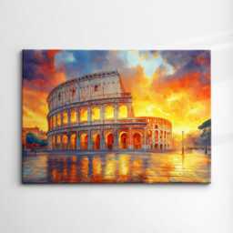 The Colosseum Rome City Landmark Oil Painting Style Wall Art Framed Calming Canvas Poster Print Home/Office Room Decor Gifts - thumbnail 3